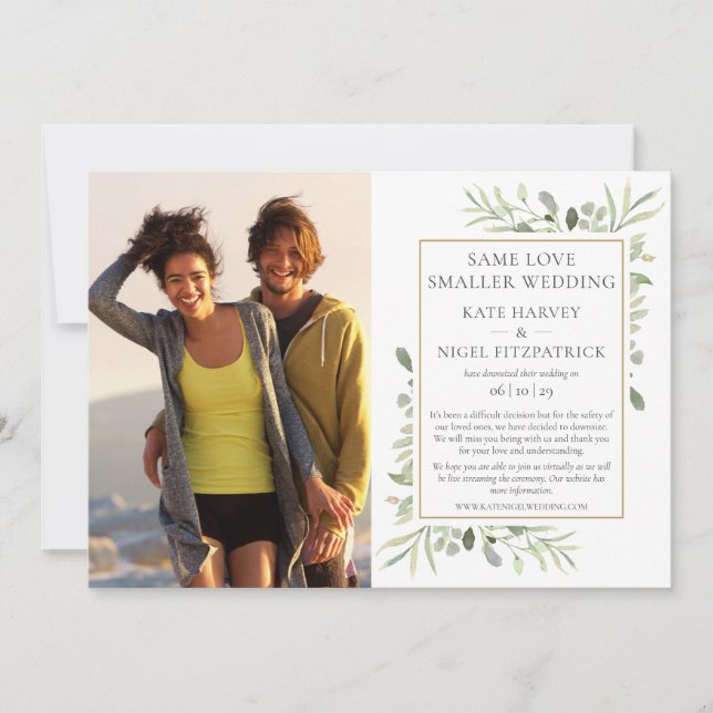 Samma kärlek Nerlagd mikrobröllopsannonsering Inbjudningar (Framsida)
