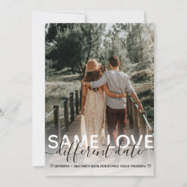 Samma kärlek Olika datum Bröllop Typografi Foto Meddelande