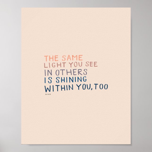Samma ljus - inspirerande uppmuntrande citat poster (Framsidan)
