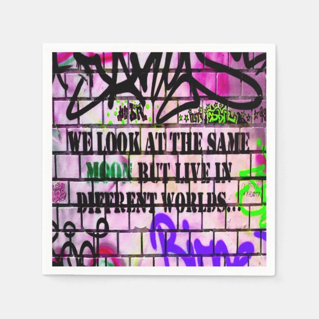 Samma Måne olika världar Colorful Graffiti Pappersservett (Framsidan)