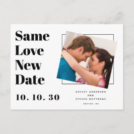 Samma moderna typografifoto för Kärlek sparar datu Vykort