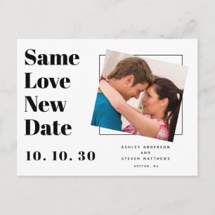 Samma moderna typografifoto för Kärlek sparar datu Vykort
