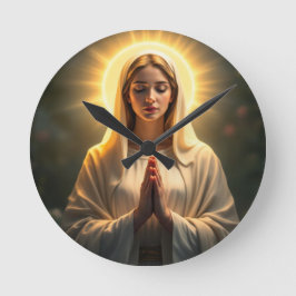 Sämmande uppriktighet: Virgin Mary Prayer Rund Klocka