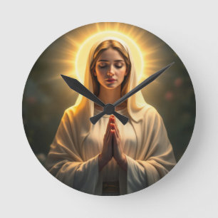 Sämmande uppriktighet: Virgin Mary Prayer Rund Klocka