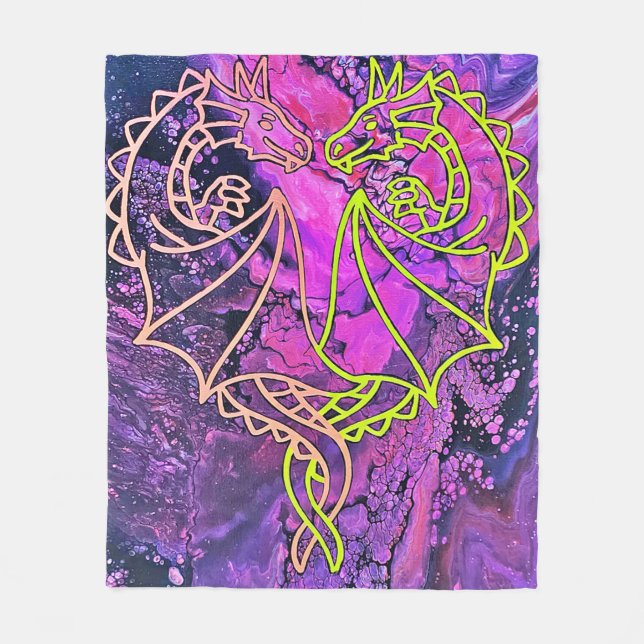 Sammanflätade drakar fleecefilt (Framsidan)