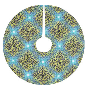 Sammanflätande Victorian Golden Trim Aqua Backgrou Julgransmatta Borstad Polyester