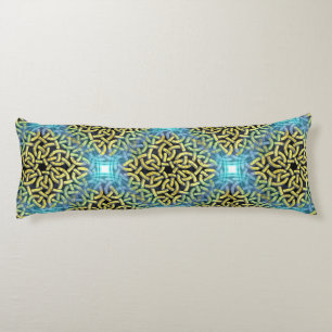 Sammanflätande Victorian Golden Trim Aqua Backgrou Kroppskudde