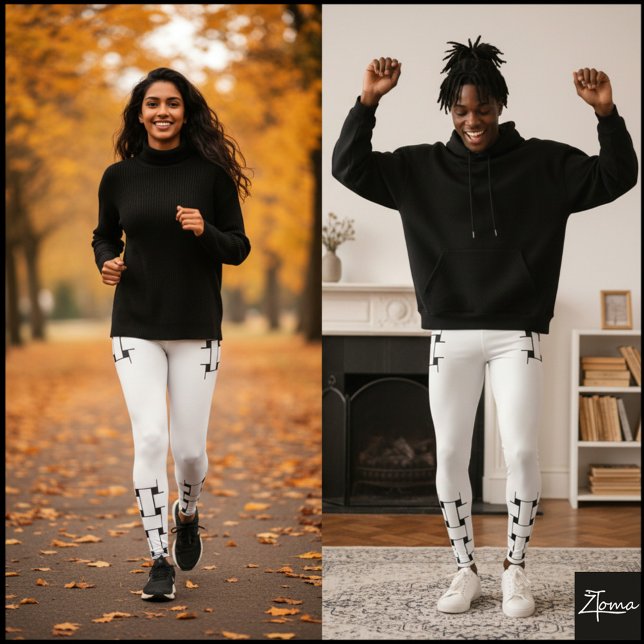 Sammanflätning Mönster - vit och svart Leggings (Skapare uppladdad)