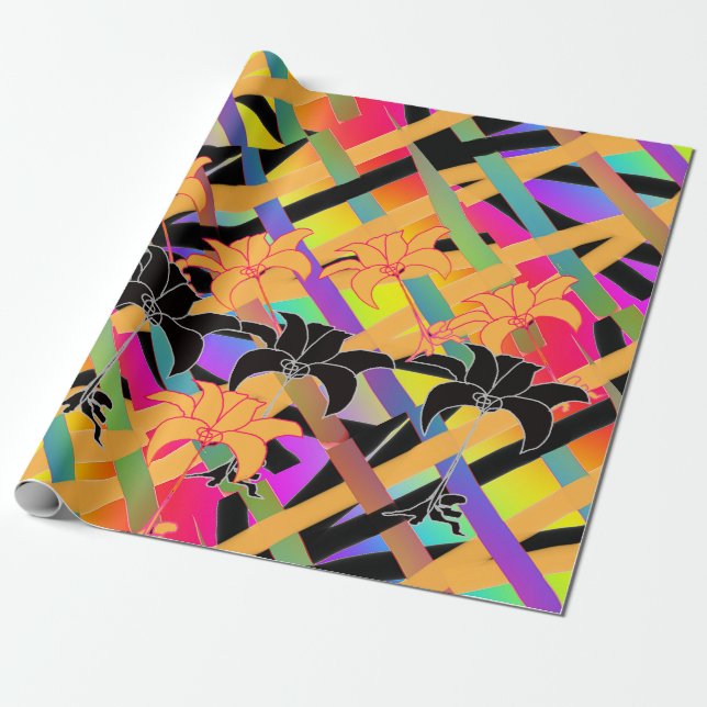 Sammanknuten blomster- presentpapper (Utrullad)