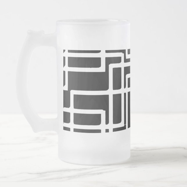 Sammankopplad vit fyrkantig konstnärlig design frostat ölglas (Vänster)