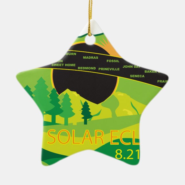 Sammanlagd sol- förmörkelse 2017 över Oregon Julgransprydnad Keramik (Framsidan)