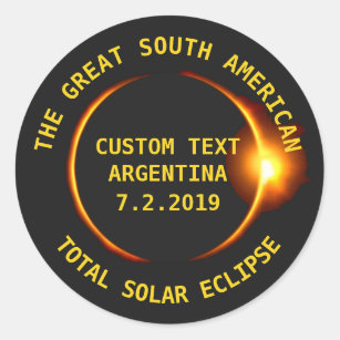 Sammanlagd sol- förmörkelse 2019 Argentina, South Runt Klistermärke