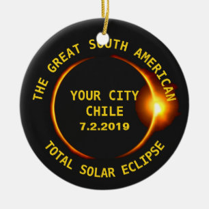 Sammanlagd sol- förmörkelse 2019 Chile, South Julgransprydnad Keramik