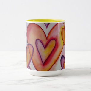 Sammanlåsande Kärlek Hearts Anpassningsbar Kaffe k Två-Tonad Mugg