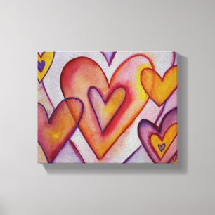 Sammanlåsning av Kärlek Hearts Canvas Art Painting