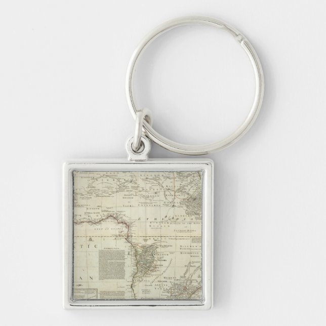 Sammansatt Afrika 2 Fyrkantig Silverfärgad Nyckelring (Framsidan)