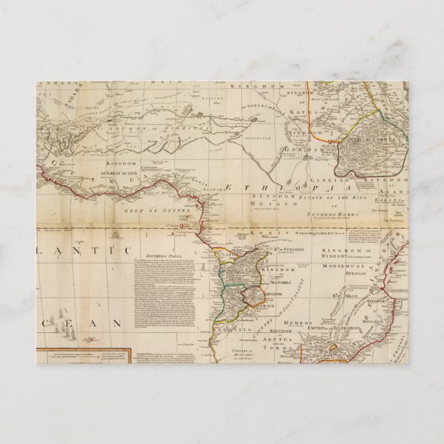 Sammansatt Afrika färgad karta Vykort (Framsida)