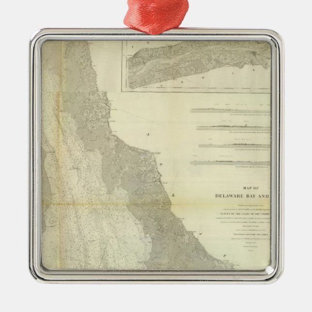 Sammansatt Delaware fjärd, flod Julgransprydnad Metall (Framsidan)