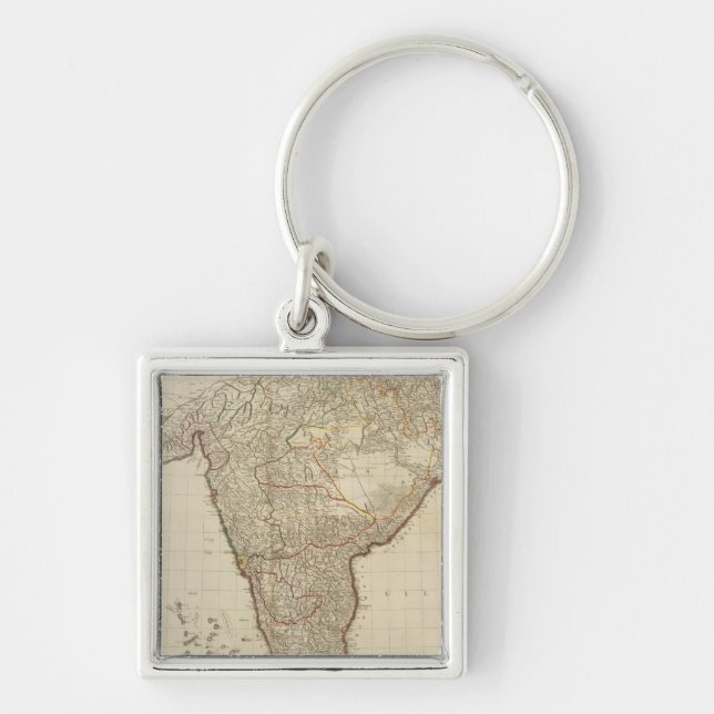 Sammansatt indoostan fyrkantig silverfärgad nyckelring (Framsidan)