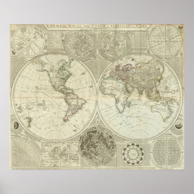 Sammansatt värld eller terraquisk glob poster (Framsidan)