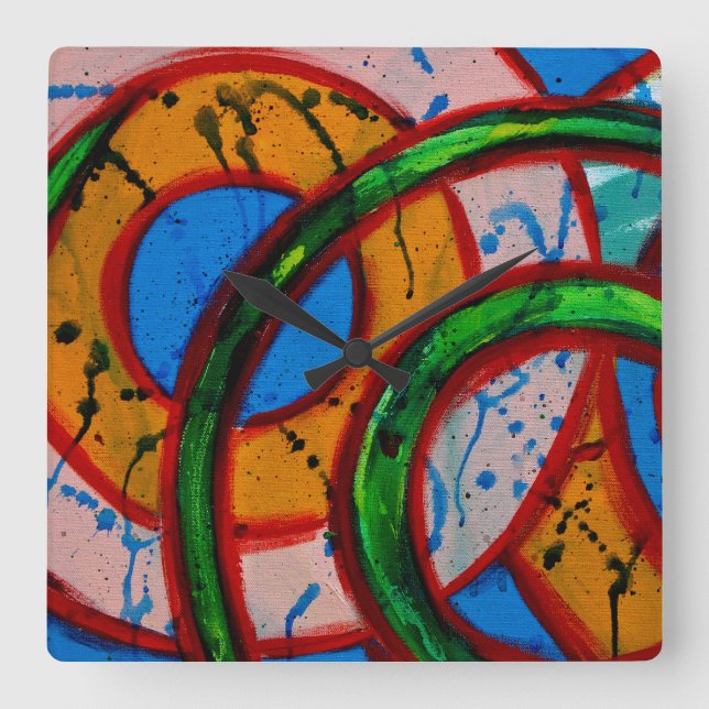 Sammansättning #20A av Michael Moffa Fyrkantig Klocka (Framsida)