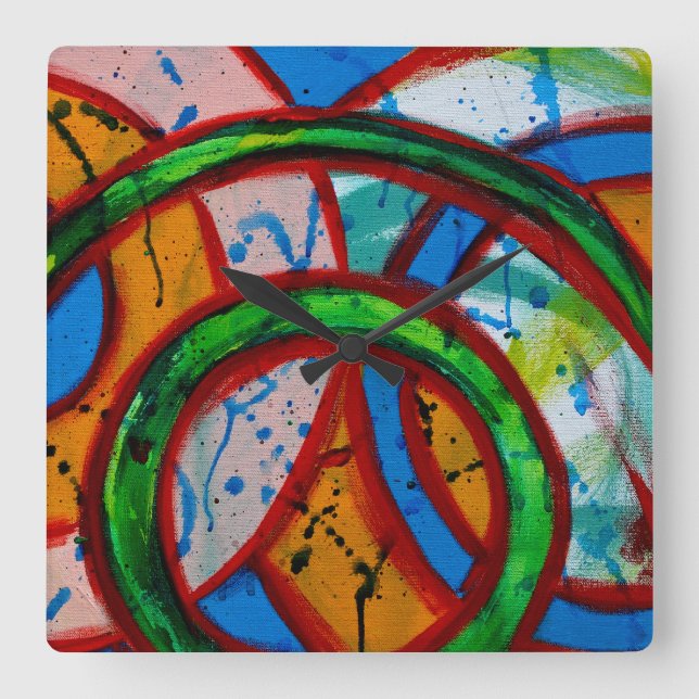 Sammansättning #20B av Michael Moffa Fyrkantig Klocka (Framsida)