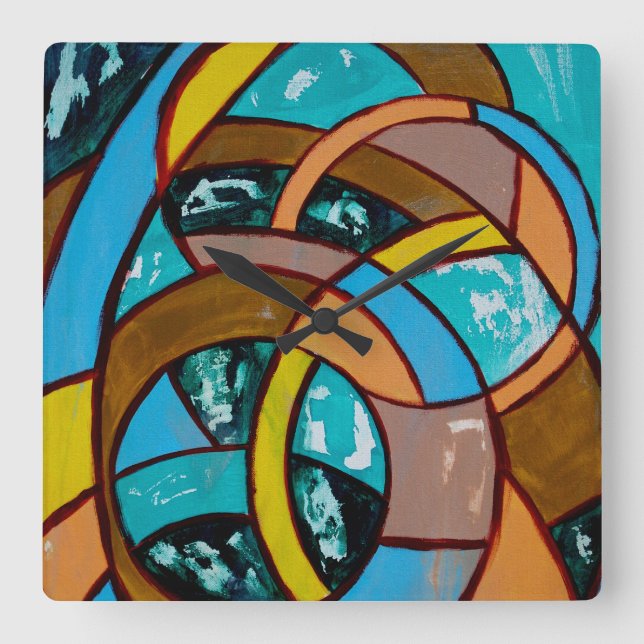 Sammansättning #8 av Michael Moffa Fyrkantig Klocka (Framsida)