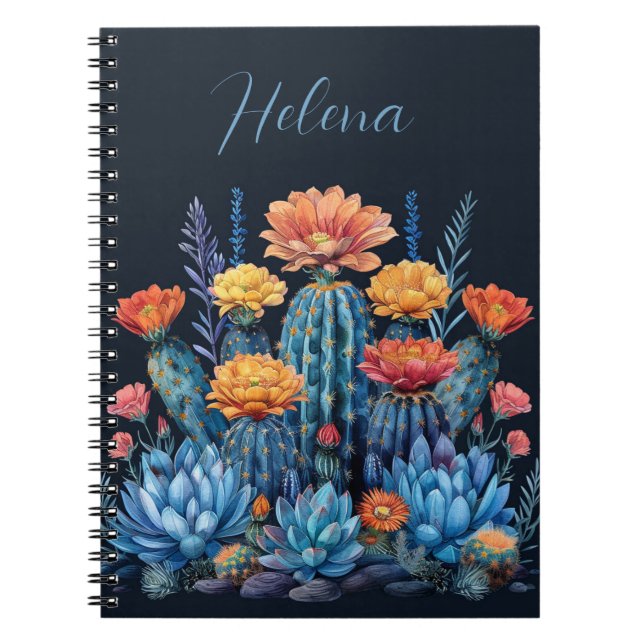 Sammansättning av blommar cacti, suckulenter anteckningsbok (Framsidan)