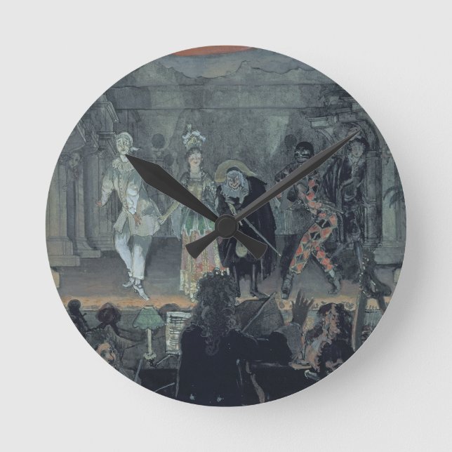 Sammansättning av frimurare innan ett rund klocka (Framsida)