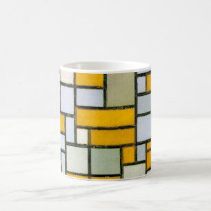 Sammansättning av Gult och Grått, mondrian Kaffemugg