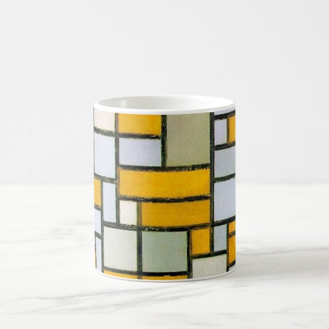 Sammansättning av Gult och Grått, mondrian Kaffemugg (Center)