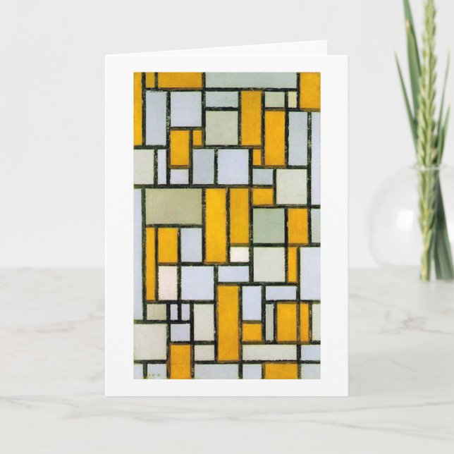 Sammansättning av Gult och Grått, mondrian Kort (Framsida)