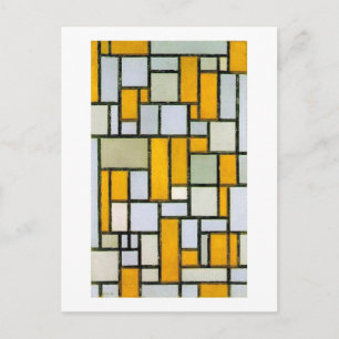 Sammansättning av Gult och Grått, mondrian Vykort