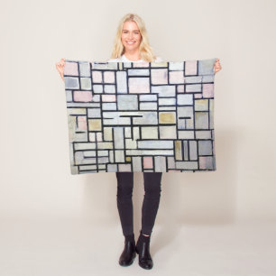 Sammansättning av Rosa och Grått, mondrian Fleecefilt