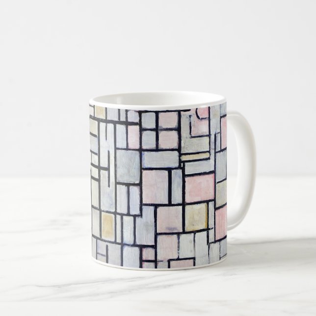 Sammansättning av Rosa och Grått, mondrian Kaffemugg (Framsida höger)