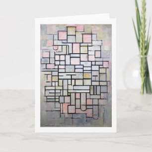 Sammansättning av Rosa och Grått, mondrian Kort