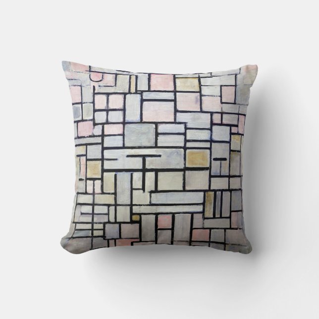 Sammansättning av Rosa och Grått, mondrian Kudde (Framsida)