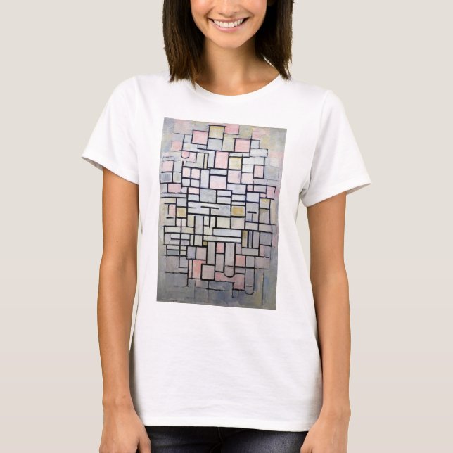 Sammansättning av Rosa och Grått, mondrian T Shirt (Framsida)