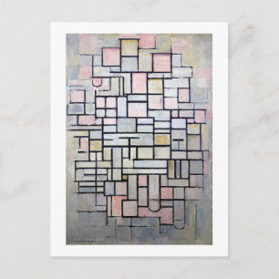 Sammansättning av Rosa och Grått, mondrian Vykort