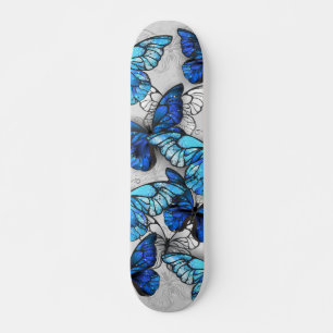 Sammansättning av vita och blå fjärilar mini skateboard bräda 18,5 cm