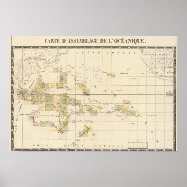 Sammansättning Karta i Oceanien Poster (Framsidan)