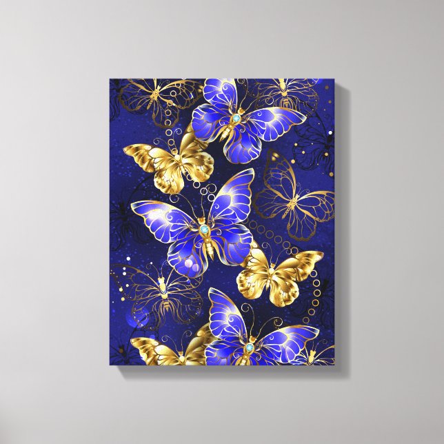Sammansättning med Sapphire Butterflies Canvastryck (Framsida)