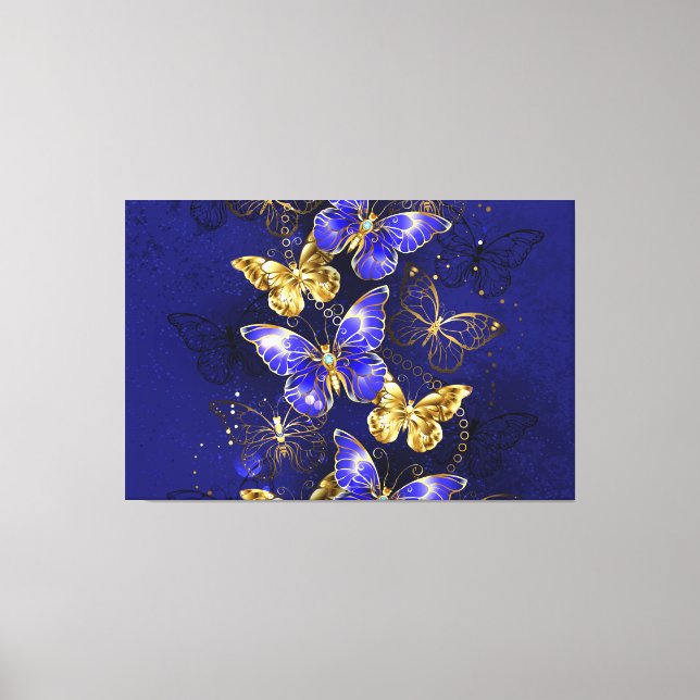 Sammansättning med Sapphire Butterflies Canvastryck (Framsida)