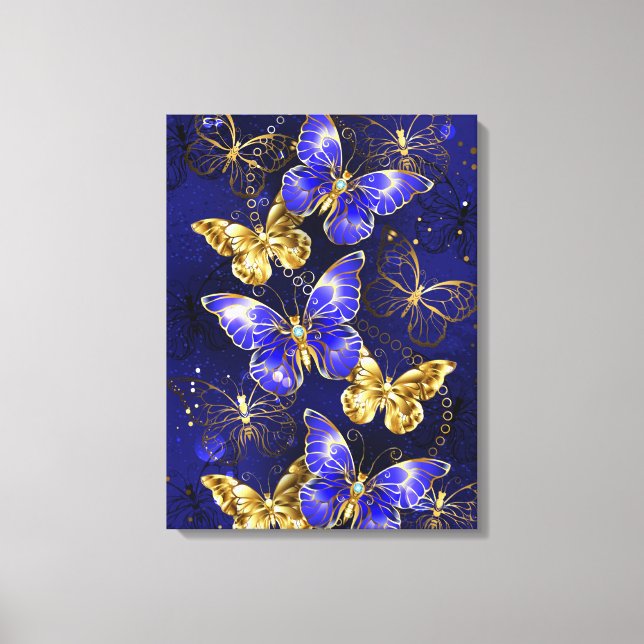 Sammansättning med Sapphire Butterflies Canvastryck (Framsida)