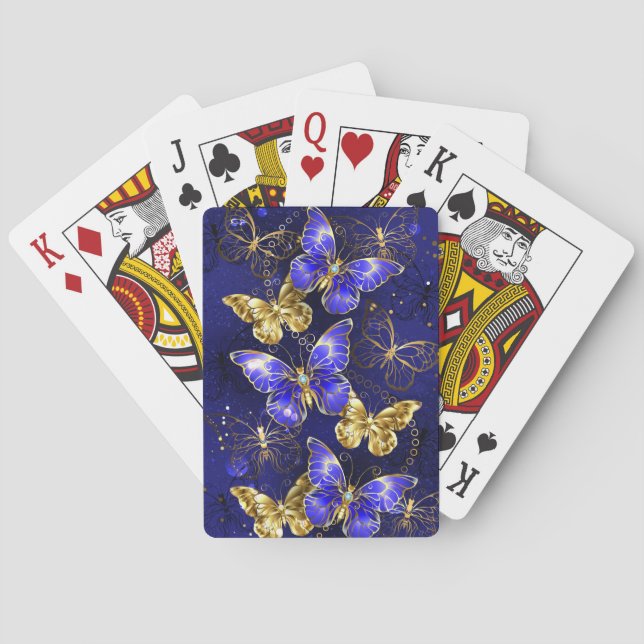 Sammansättning med Sapphire Butterflies Casinokort (Baksidan)