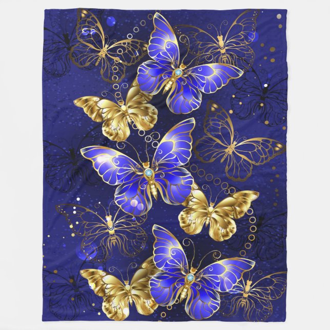 Sammansättning med Sapphire Butterflies Fleecefilt (Framsidan)