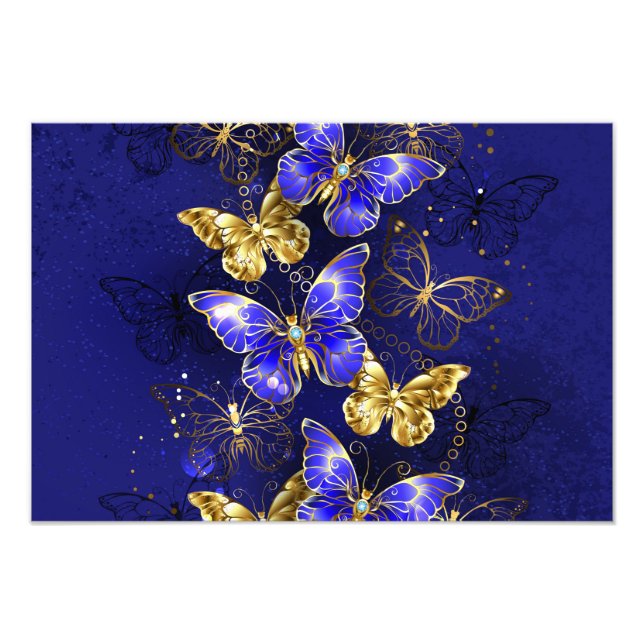 Sammansättning med Sapphire Butterflies Fototryck (Framsidan)