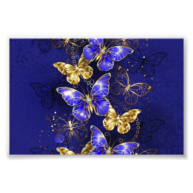 Sammansättning med Sapphire Butterflies Fototryck (Framsidan)