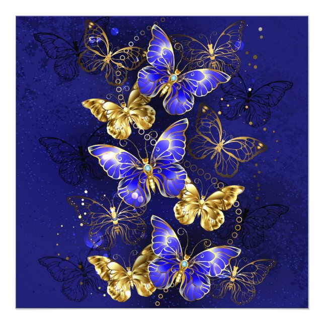 Sammansättning med Sapphire Butterflies Fototryck (Framsidan)