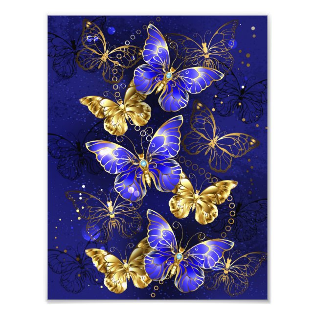 Sammansättning med Sapphire Butterflies Fototryck (Framsidan)